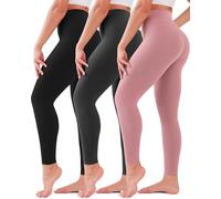 SUNCLOVE Lot de 3 Paires de Leggings Taille Haute pour Femme - Pantalon de Yoga sans Perspective - Leggings de Sport - Taille Normale et XL, 03 Noir/Gris/Haricot, Taille M