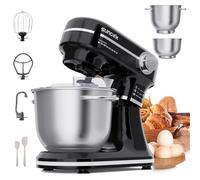 SUNCOK Robot Pâtissier, 1500W Robot Cuisine avec Fouet, Batteur, Crochet et Pare-éclaboussures, 4.5L+5.5L 2Bols Robots de Cuisine, 12+P Vitesses Batteur Electrique Cuisine, Compatible Lave-vaisselle