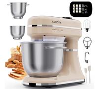 SUNCOK Robots Pâtissiers 1500W - Écran Tactile & Multivitesse | 2 Bols Inox 4,5L+5,5L, 12+ Vitesses, Fouet, Batteur, Crochet, Fermentation, Balance, Minuteur