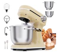 SUNCOK Robots Pâtissiers 1500W - Écran Tactile & Multivitesse | 2 Bols Inox 4,5L+5,5L, 12+ Vitesses, Fouet, Batteur, Crochet, Fermentation, Balance, Minuteur (B03B, B03B-blanc)