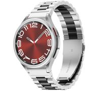 SUNDAREE Bracelet Compatible avec Samsung Galaxy Watch 7 44MM 40MM/6 Classique 47MM/5 Pro 45MM,No Gap Homme Acier Métal Montre Smartwatch Band pour Galaxy 7/FE/6/5/4 46MM 43MM 42MM,Noir+Argent