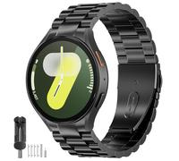 SUNDAREE Bracelet Compatible avec Samsung Galaxy Watch 7 44MM 40MM/6 Classique 47MM/5 Pro, No Gap Homme Acier Métal Montre Smartwatch Band pour 7/FE/6/5/4 46MM 45MM 43MM 42MM, Noir