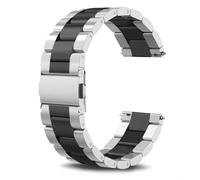 SUNDAREE Compatible avec Bracelet Garmin Venu 3/Venu 2/Vívoactive 4/Forerunner 255 265 Music, 22MM Bracelet en Acier Inoxydable Métal pour Homme Femme - Noir Argent