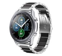 SUNDAREE Compatible avec Bracelet Samsung Galaxy Watch 3 45MM SM-R840/Garmin Venu 3/Huawei Watch GT 4 46MM/Ticwatch Pro 3/GTR 4,22MM Noir Argent Remplacement Acier Inoxydable Métal Montre Band