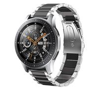 SUNDAREE Compatible avec Bracelet Samsung Galaxy Watch 46MM/Watch 3 45MM/Gear S3/Garmin Venu 2/Huawei Watch GT 4 46MM/Ticwatch Pro 3,22MM Argent Noir Remplacement Acier Inoxydable Métal Montre Band