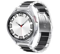 SUNDAREE Compatible avec Bracelet Samsung Galaxy Watch 7 FE 6 5 4 40MM 44 MM/6 4 Classic 47MM 46MM 43MM 42MM LTE/5 Pro 45MM/Actvie 2,20MM Homme Bicolore Noir+Argent Acier Inoxydable Métal Montre Band
