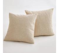 Sunday Praise Lot de 2 Housses de Coussin décoratives carrées Classiques en Coton et Lin pour canapé, lit et Voiture - 45,7 x 45,7 cm (Beige)
