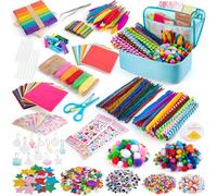 Sundaymot Fournitures Bricolage Jouets,2000+ Pcs Set Activite Manuelle Enfant,DIY Artisanat Jouets,Kit Loisir Creatif Enfant Comprendre Pompons,Feutre,Cure-pipes Plume,Yeux écarquillés Taille Unique