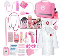 Sundaymot Mallette Docteur Enfant - Kit Médicale avec Véritable Stéthoscope, Thermomètre, Seringue, Accessoires Réalistes & Sac de Médecin , Jouet d'Imitation et Cadeau pour Enfants dès 3 Ans