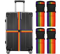 SUNDEE Lot de 4 sangles de bagage larges et réglables de couleur vive, approuvées par la TSA, arc-en-ciel