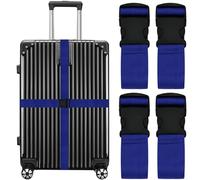 SUNDEE Lot de 4 sangles de bagage larges et réglables de couleur vive, approuvées par la TSA, bleu marine