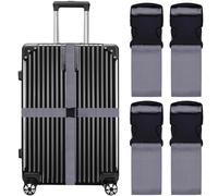 SUNDEE Lot de 4 sangles de bagage larges et réglables de couleur vive, approuvées par la TSA, gris