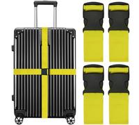 SUNDEE Lot de 4 sangles de bagage larges et réglables de couleur vive, approuvées par la TSA, jaune