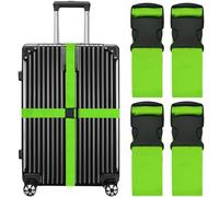 SUNDEE Lot de 4 sangles de bagage larges et réglables de couleur vive, approuvées par la TSA, vert fluo