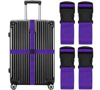 SUNDEE Lot de 4 sangles de bagage larges et réglables de couleur vive, approuvées par la TSA, violet, XLD-24-SDUK-PL4