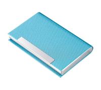 sundee Porte-cartes de visite professionnel en métal et cuir pour homme et femme, porte-cartes fin avec magnétique, portable et élégant pour les réseaux sociaux, 24023 Lf-bleu clair, Moderne