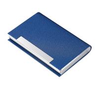sundee Porte-cartes de visite professionnel en métal et cuir pour homme et femme, porte-cartes fin avec magnétique, portable et élégant pour les réseaux sociaux, 24023 Lf-bleu foncé, Moderne