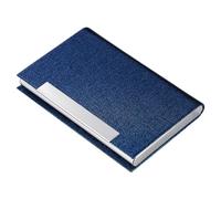 sundee Porte-cartes de visite professionnel en métal et cuir pour homme et femme, porte-cartes fin avec magnétique, portable et élégant pour les réseaux sociaux, 24023 Jg-Bleu foncé, Minimaliste
