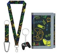 sundee Portefeuille coloré à trois volets pour garçons et filles, avec cordon tour de cou et porte-clés assorti, cadeau d'anniversaire idéal pour les enfants, idéal pour l'école et les sorties, Orange