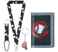 sundee Portefeuille coloré à trois volets pour garçons et filles, avec cordon tour de cou et porte-clés assorti, cadeau d'anniversaire idéal pour les enfants, idéal pour l'école et les sorties, blanc