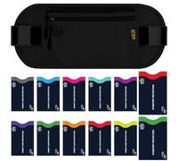 SUNDEE Sac banane de voyage avec 12 pochettes RFID, pochette de sécurité cachée avec sangle réglable pour homme et femme, portefeuille pour cartes, passeports et téléphone, Noir + 12 pochettes RFID (2