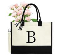 sundee Sac fourre-tout pratique en toile avec lettres de l'alphabet personnalisées - Élégant, pour toutes les occasions, convient pour les femmes, les épouses, les mères, les voyages, les vacances, la