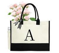 sundee Sac fourre-tout pratique en toile avec lettres de l'alphabet personnalisées - Élégant, pour toutes les occasions, convient pour les femmes, les épouses, les mères, les voyages, les vacances, la