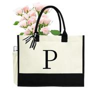 sundee Sac fourre-tout pratique en toile avec lettres de l'alphabet personnalisées - Élégant, pour toutes les occasions, convient pour les femmes, les épouses, les mères, les voyages, les vacances, la
