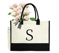 sundee Sac fourre-tout pratique en toile avec lettres de l'alphabet personnalisées - Élégant, pour toutes les occasions, convient pour les femmes, les épouses, les mères, les voyages, les vacances, la