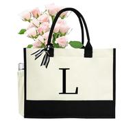 sundee Sac fourre-tout pratique en toile avec lettres de l'alphabet personnalisées - Élégant, pour toutes les occasions, convient pour les femmes, les épouses, les mères, les voyages, les vacances, la