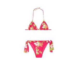 Sundek Bikini Mini With Ruffles And Lace-up Briefs In Dreamy Hawaii Print