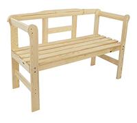 SunDeluxe Banc De Jardin '' Basic '' 115 x 45 x 75 cm - Banc Bois en Pin 2 Places - avec Accoudoir - pour Le Jardin, La Terrasse ou pour L'intérieur, Couleur:Nature/Écru