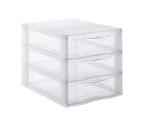 Sundis 4218001 Tour de Rangement Format A4 3 tiroirs avec Poignée ergonomique Système d'Arrêt à l'Ouverture, Plastique, Transparent
