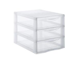 Sundis 4218001 Tour de Rangement Format A4 3 tiroirs avec Poignée ergonomique Système d'Arrêt à l'Ouverture, Plastique, Transparent