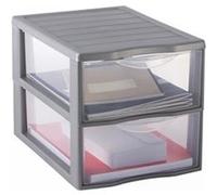 Sundis 4219018 orgamix mini tour de rangement avec 2 tiroirs grand modèle polypropylène argent 36,5 x 26 x 25,5 cm Argent G