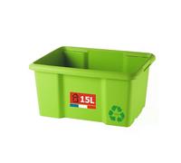 SUNDIS Bac de rangement 15L en plastique recyclé vert, L.38xl.29x H19,5cm, empilable et superposable, multiusage, idéal pour l’atelier, le bricolage ou le transport