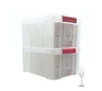 SUNDIS Champ Store, boîte de rangement pour verres avec couvercle, lot de 2 | Robuste, transparente, capacité 12 verres, diamètre max de 8 cm, hauteur max de 20,5cm, clips de fermeture, superposable