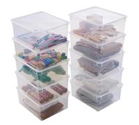 SUNDIS Clear Box, boîte de rangement plastique avec couvercle, 18L, lot de 10, superposable et empilable, idéale pour ranger la chambre, le dressing, le bureau ou la buanderie