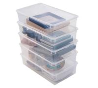 SUNDIS Clear Box, boîte de rangement plastique avec couvercle, 30L, lot de 5, superposable et empilable, idéale pour ranger la chambre, le dressing, le bureau ou la buanderie