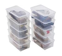 SUNDIS Clear Box, boîte de rangement plastique avec couvercle, 5L, lot de 10, superposable et empilable, idéale pour ranger les chaussures, la chambre, le dressing, le bureau ou la buanderie