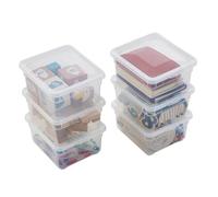 Sundis Clear Box, lot de 6 boîtes de rangement 2L en plastique transparent, avec couvercle, superposables et empilables, idéales pour les petits objets de la maison et du bureau