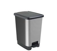 SUNDIS Cover Bin, poubelle à pédale 30 L, rectangulaire, en plastique recy spect carbone, avec anses pour accrocher et cacher le sac, pour cuisine, bureau, buanderie, atelier, salle de bain