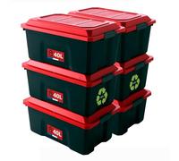 SUNDIS Locker, boite de rangement avec couvercle, en plastique recyclé, lot de 6, 40l, superposable et empilable, idéale pour l'atelier, le transport, le garage, le bricolage