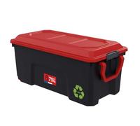 SUNDIS Locker, malle de rangement en plastique recyclé 75 litres, avec couvercle, roues, poignée de transport, superposables et empilables, idéales pour l'atelier, le garage, le bricolage