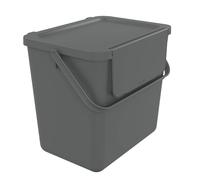 SUNDIS Loops, poubelle de tri sélectif d’intérieur 25L, empilable, rectangulaire, en plastique recyclé gris, avec couvercle, poignée et anse, pour cuisine, cantine, restaurant, salle de pause