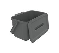 SUNDIS Loops, poubelle de tri sélectif d’intérieur 4L, rectangulaire, en plastique recyclé gris, avec couvercle et anse, idéale déchets organiques, pour cuisine, cantine, restaurant, salle de pause