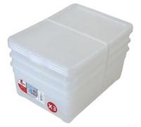 SUNDIS Lot de 3 boites de rangement pour chaussures homme Clear box 10L 36,5x26,5x23 cm transparent Transparent G