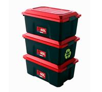 Coffres de rangement robustes Sundis avec couvercles 40l noir/rouge 3 pièces