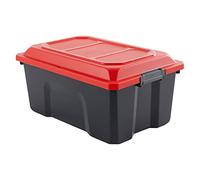 SUNDIS | Malle de Rangement LOCKER avec Couvercle - 40 Litres - Noir et Rouge