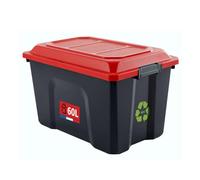 SUNDIS | Malle de Rangement LOCKER avec Couvercle - 60 Litres - Noir et Rouge